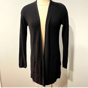 Philosophy Black Cashmere Blend Rib Knit Long Sleeve Open Cardigan Size Medium